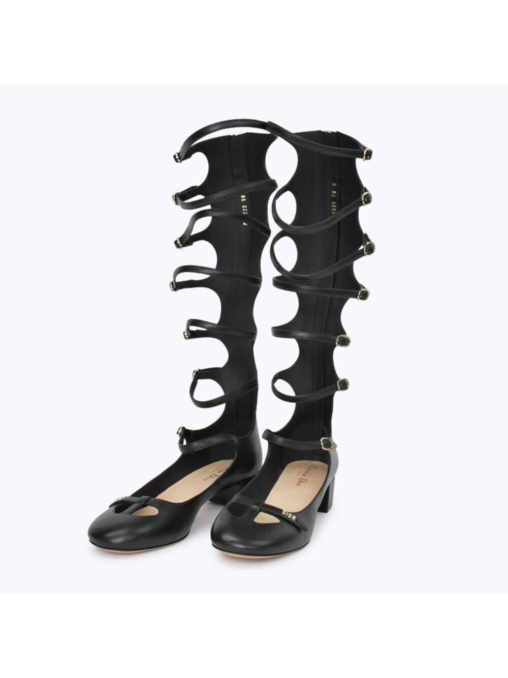 Dior Bondage Strap Long Boots Pumps Black